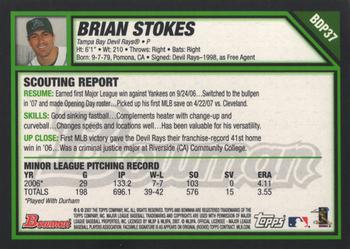 2007 Bowman Draft Picks & Prospects #BDP37 Brian Stokes Back