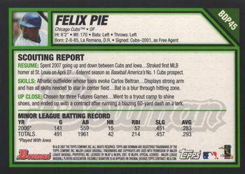2007 Bowman Draft Picks & Prospects #BDP45 Felix Pie Back
