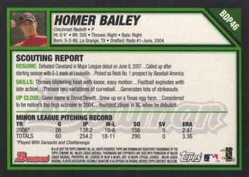 2007 Bowman Draft Picks & Prospects #BDP46 Homer Bailey Back