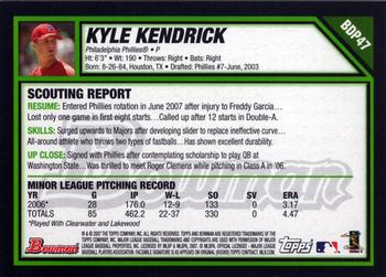 2007 Bowman Draft Picks & Prospects #BDP47 Kyle Kendrick Back