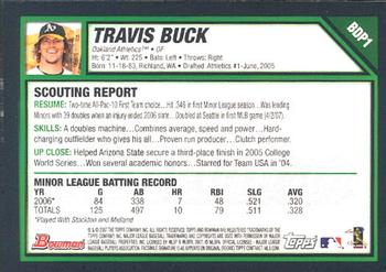 2007 Bowman Draft Picks & Prospects #BDP1 Travis Buck Back