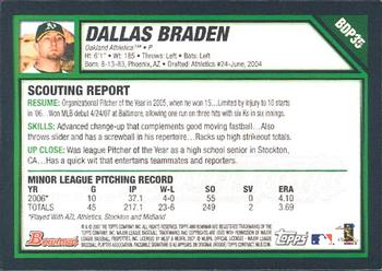 2007 Bowman Draft Picks & Prospects #BDP35 Dallas Braden Back
