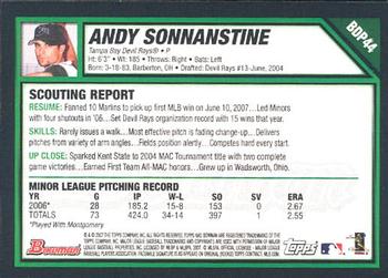 2007 Bowman Draft Picks & Prospects #BDP44 Andy Sonnanstine Back