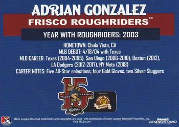 2018 Grandstand Frisco RoughRiders Dream Team #NNO Adrian Gonzalez Back