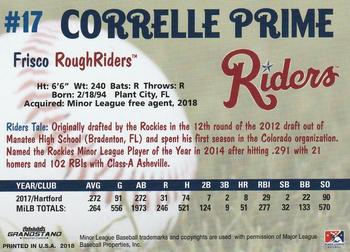 2018 Grandstand Frisco RoughRiders #NNO Correlle Prime Back