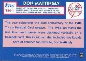 2019 Topps - 1984 Topps Baseball 35th Anniversary Chrome Silver Pack (Series One) #T84-1 Don Mattingly Back