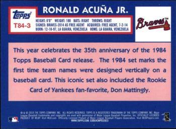 2019 Topps - 1984 Topps Baseball 35th Anniversary Chrome Silver Pack (Series One) #T84-3 Ronald Acuña Jr. Back