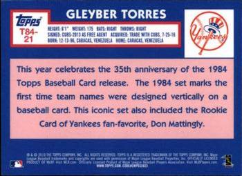 2019 Topps - 1984 Topps Baseball 35th Anniversary Chrome Silver Pack (Series One) #T84-21 Gleyber Torres Back