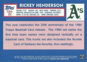 2019 Topps - 1984 Topps Baseball 35th Anniversary Chrome Silver Pack (Series One) #T84-22 Rickey Henderson Back