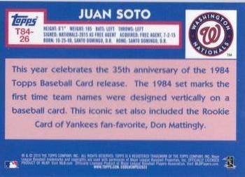 2019 Topps - 1984 Topps Baseball 35th Anniversary Chrome Silver Pack (Series One) #T84-26 Juan Soto Back