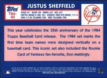 2019 Topps - 1984 Topps Baseball 35th Anniversary Chrome Silver Pack (Series One) #T84-40 Justus Sheffield Back