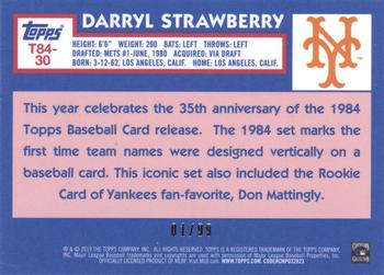 2019 Topps - 1984 Topps Baseball 35th Anniversary Chrome Silver Pack Green (Series One) #T84-30 Darryl Strawberry Back