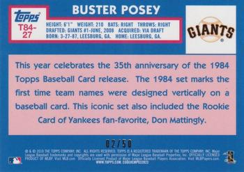 2019 Topps - 1984 Topps Baseball 35th Anniversary Chrome Silver Pack Gold (Series One) #T84-27 Buster Posey Back
