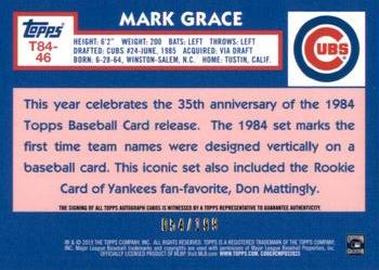 2019 Topps - 1984 Topps Baseball 35th Anniversary Chrome Silver Pack Autographs (Series One) #T84-46 Mark Grace Back