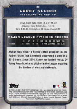 2019 Topps Museum Collection #30 Corey Kluber Back