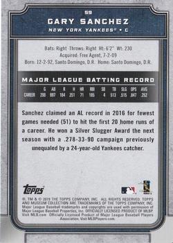 2019 Topps Museum Collection #59 Gary Sanchez Back