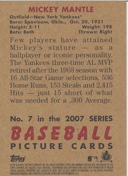2007 Bowman Heritage #7 Mickey Mantle Back