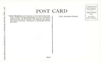 1907 A.C. Dietsche Postcards Detroit Tigers (PC765) (reprint) #NNO Claude Rossman Back