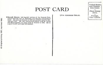 1907 A.C. Dietsche Postcards Detroit Tigers (PC765) (reprint) #NNO Eddie Siever Back