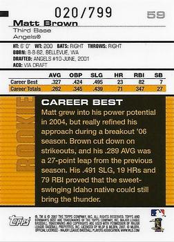 2007 Bowman's Best #59 Matt Brown Back