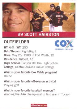 2007 Cox Communications Arizona Diamondbacks #NNO Scott Hairston Back