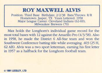 1992 Leesley Texas Longhorns #NNO Max Alvis Back