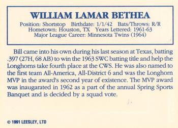 1992 Leesley Texas Longhorns #NNO Bill Bethea Back