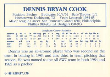 1992 Leesley Texas Longhorns #NNO Dennis Cook Back