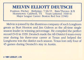 1992 Leesley Texas Longhorns #NNO Melvin Deutsch Back
