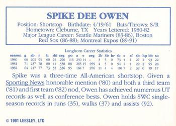 1992 Leesley Texas Longhorns #NNO Spike Owen Back