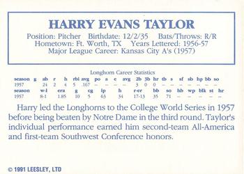 1992 Leesley Texas Longhorns #NNO Harry Taylor Back