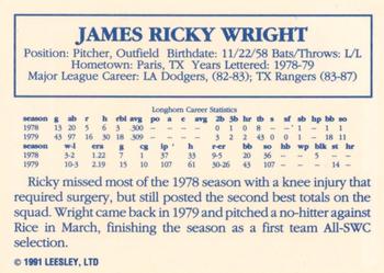 1992 Leesley Texas Longhorns #NNO Ricky Wright Back