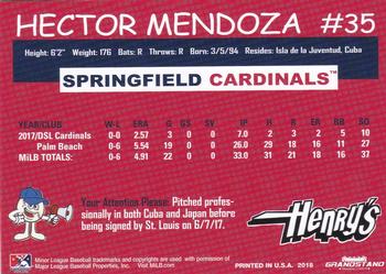 2018 Grandstand Springfield Cardinals SGA #NNO Hector Mendoza Back