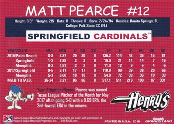 2018 Grandstand Springfield Cardinals SGA #NNO Matt Pearce Back