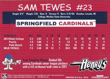 2018 Grandstand Springfield Cardinals SGA #NNO Sam Tewes Back