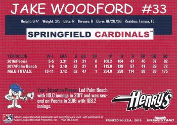 2018 Grandstand Springfield Cardinals SGA #NNO Jake Woodford Back