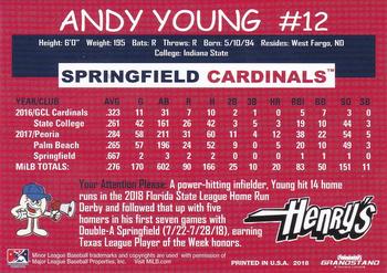 2018 Grandstand Springfield Cardinals SGA #NNO Andy Young Back