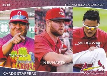 2018 Grandstand Springfield Cardinals SGA #NNO Cards Staffers (Elijah Tupuola / Brent Neuharth / Frank Witkowski) Front