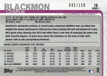 2019 Topps - Advanced Stat #16 Charlie Blackmon Back