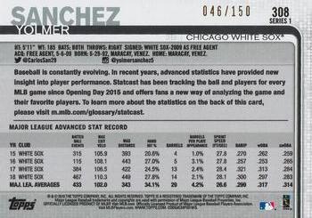 2019 Topps - Advanced Stat #308 Yolmer Sanchez Back