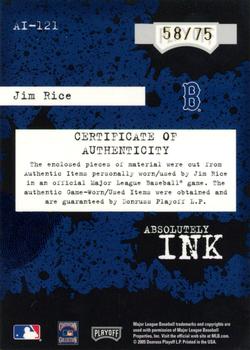 2005 Playoff Absolute Memorabilia - Absolutely Ink Swatch Double #AI-121 Jim Rice Back