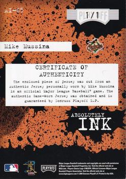 2005 Playoff Absolute Memorabilia - Absolutely Ink Swatch Single Spectrum #AI-65 Mike Mussina Back