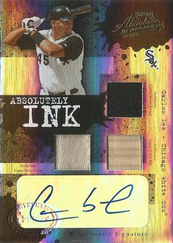 2005 Playoff Absolute Memorabilia - Absolutely Ink Swatch Triple Spectrum #AI-45 Carlos Lee Front