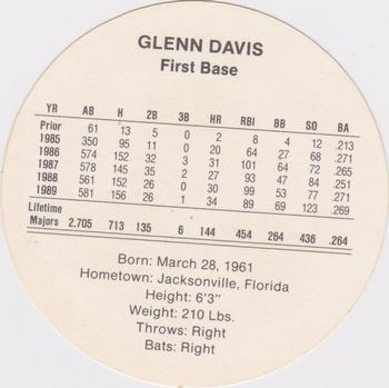 1990 Cadaco Discs #NNO Glenn Davis Back