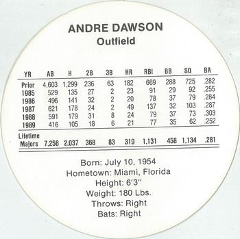 1990 Cadaco Discs #NNO Andre Dawson Back