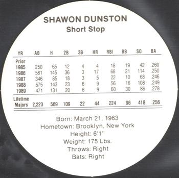 1990 Cadaco Discs #NNO Shawon Dunston Back