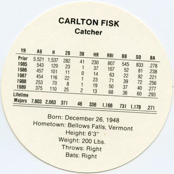 1990 Cadaco Discs #NNO Carlton Fisk Back