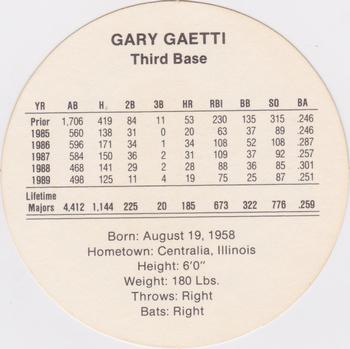 1990 Cadaco Discs #NNO Gary Gaetti Back