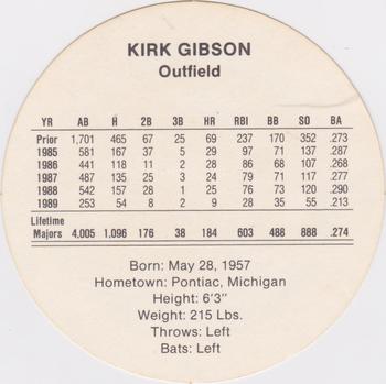 1990 Cadaco Discs #NNO Kirk Gibson Back