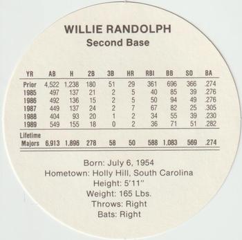 1990 Cadaco Discs #NNO Willie Randolph Back